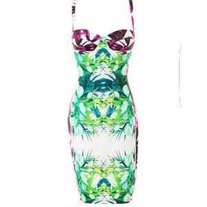 Celeb Boutique carmel tropical midi dress M